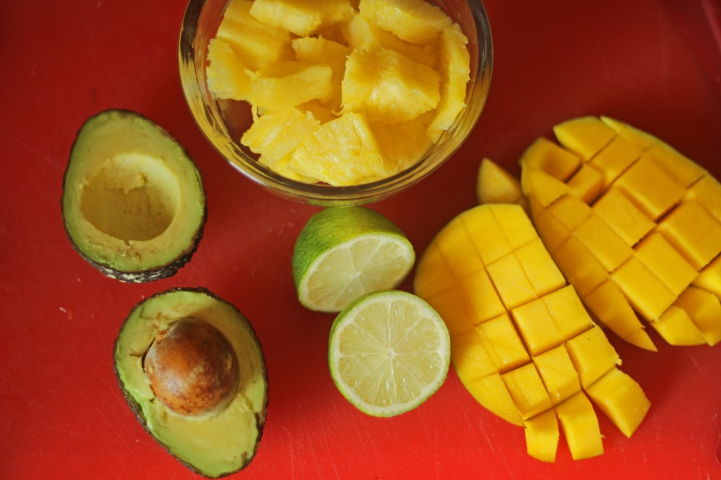 Mango, pineapple and avocado