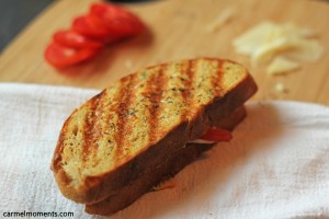 Tomato, mozzarella and parmesan panini carmelmoments.com