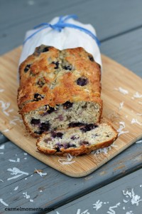 Blueberry Coconut Banana Bread | carmelmoments.com
