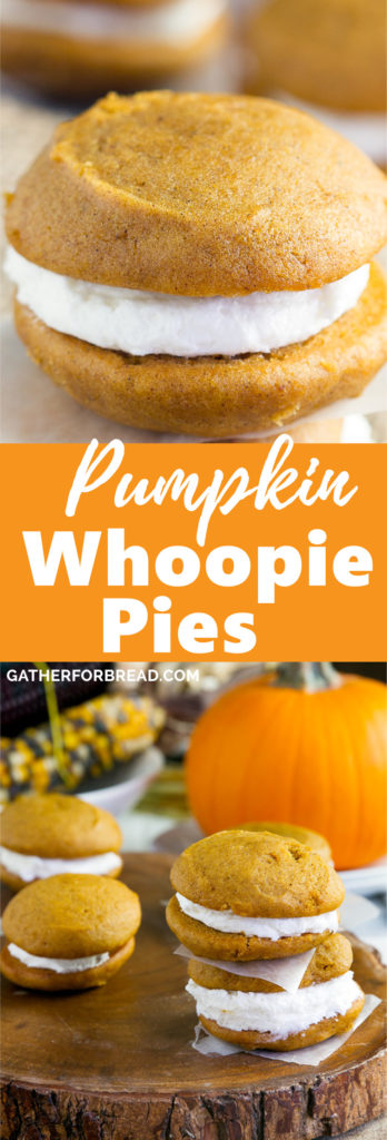 Pumpkin Whoopie Pies - Homemade Amish pumpkin whoopie pies with buttercream filling. These moist soft sandwich cookies are perfect the perfect fall treat for bake sales, bonfires and pumpkin picking.