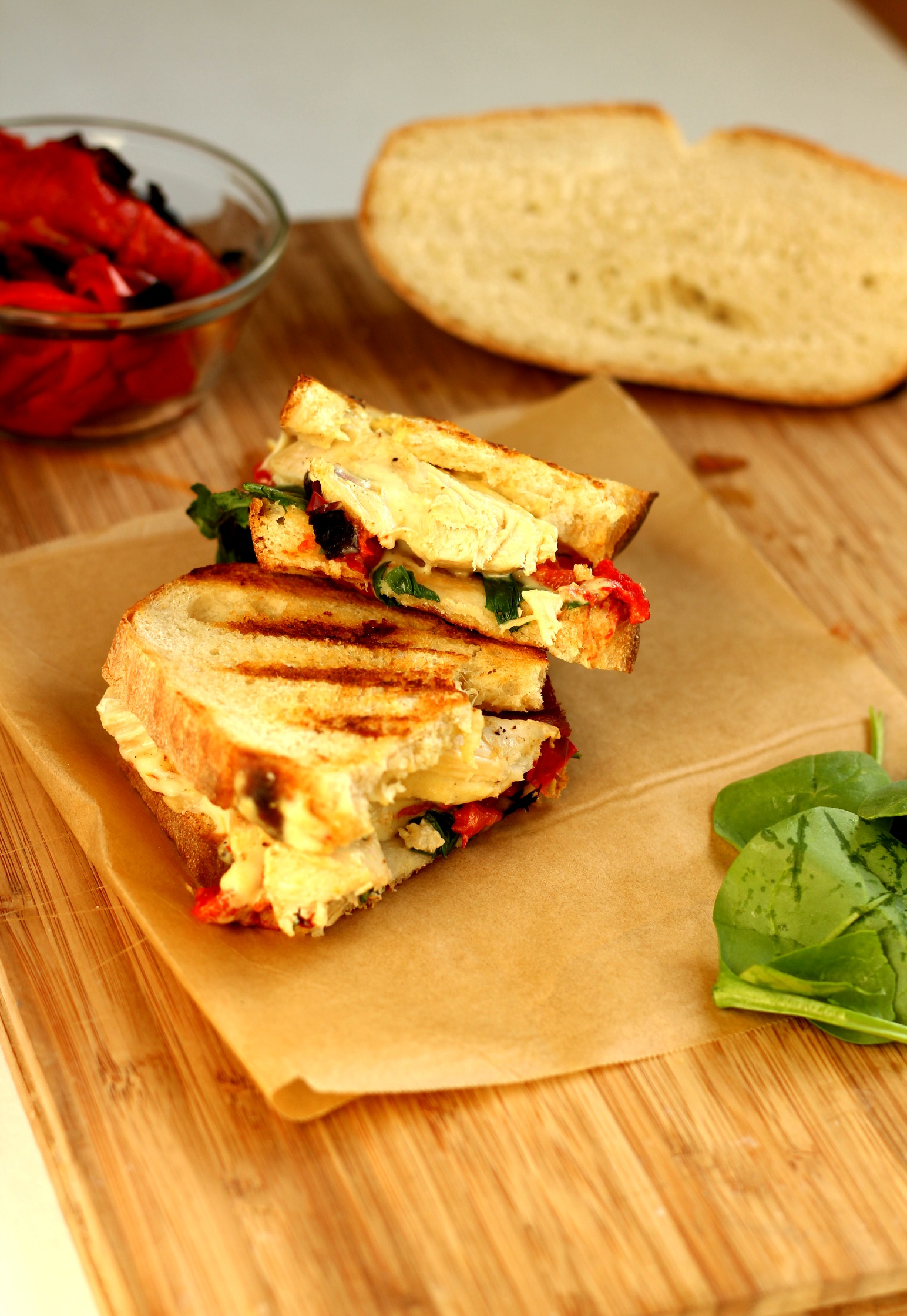 Chicken with Pepper Jack and Roasted Peppers Panini