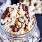 Chocolate Drizzled Kettle Corn - Simple kettle corn drizzled with milk or dark chocolate for an easy snack. Great for gifting and snacking. Homemade in minutes.