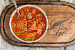 Pizza Soup loaded with sausage and pepperoni - This easy cheesy soup is made with pizza sauce and mozzarella cheese. Family friendly, low carb favorite for a quick meal!