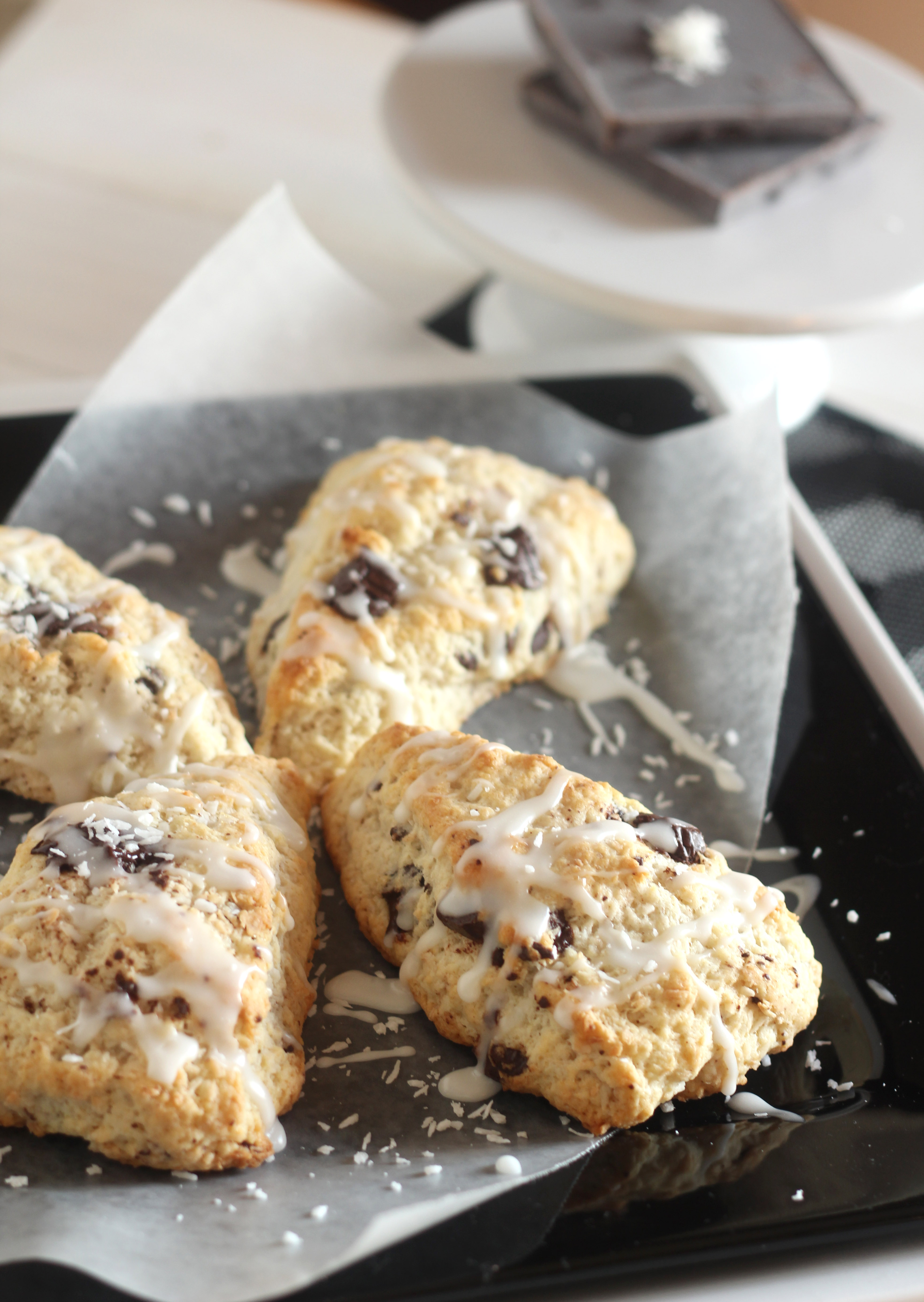 Coconut Chocolate Chunk Scones {Made with Coconut Oil}