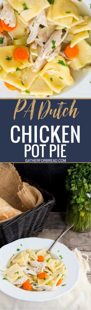 Pennsylvania Dutch Chicken Pot Pie - Soup like recipe is the BEST comfort food. Filled with homemade dough squares rolled from scratch and fresh chicken. Dinner delight!!!