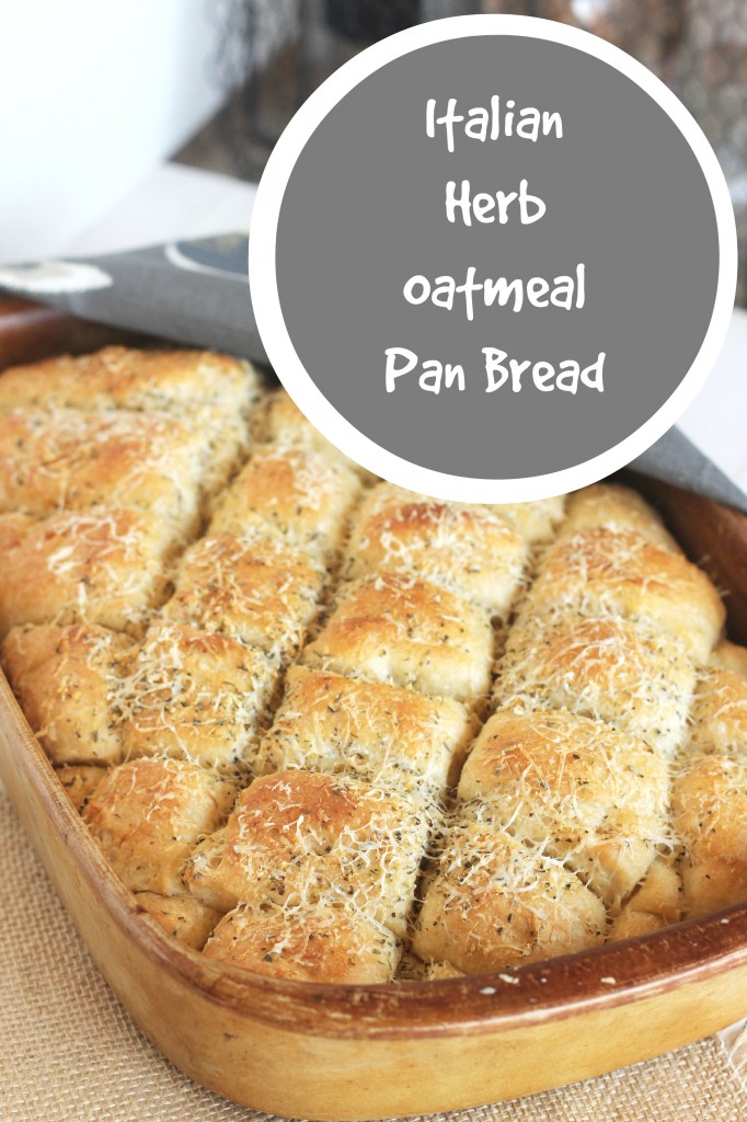 Italian Herb Oatmeal Pan Bread | Carmel Moments An easy all-in-one pan bread. Parmesan and Italian seasoning top it off nicely.