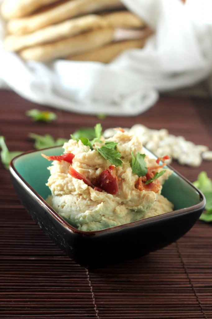 White Bean Dip with Bacon - Super simple healthy dip mixed up in just minutes! | gatherforbread.com