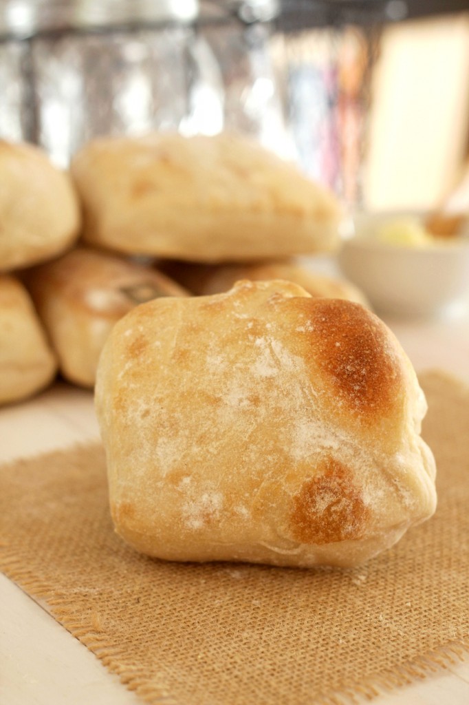 Artisan Ciabatta Rolls - Rustic handcrafted rolls that are full of holes, light and airy. Perfect crumb. Delicious rolls for sandwiches or the bread basket at the table.