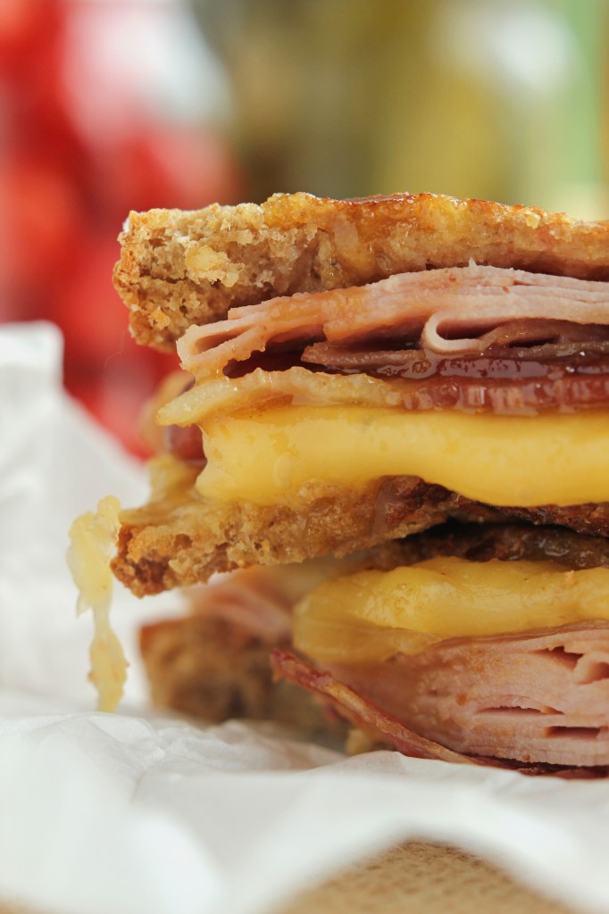 Bacon Ham and Grilled Cheese with Brown Sugar Mustard