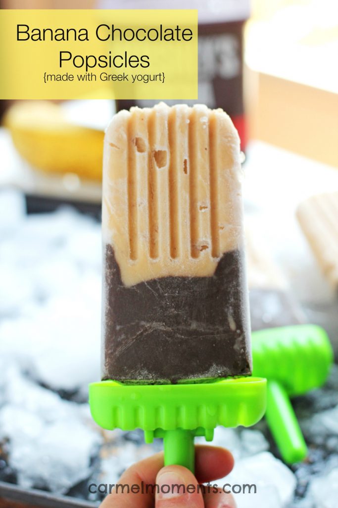Banana Chocolate Popsicles - Easy, healthy homemade DIY popsicles recipe for summer. Made with milk and greek yogurt.