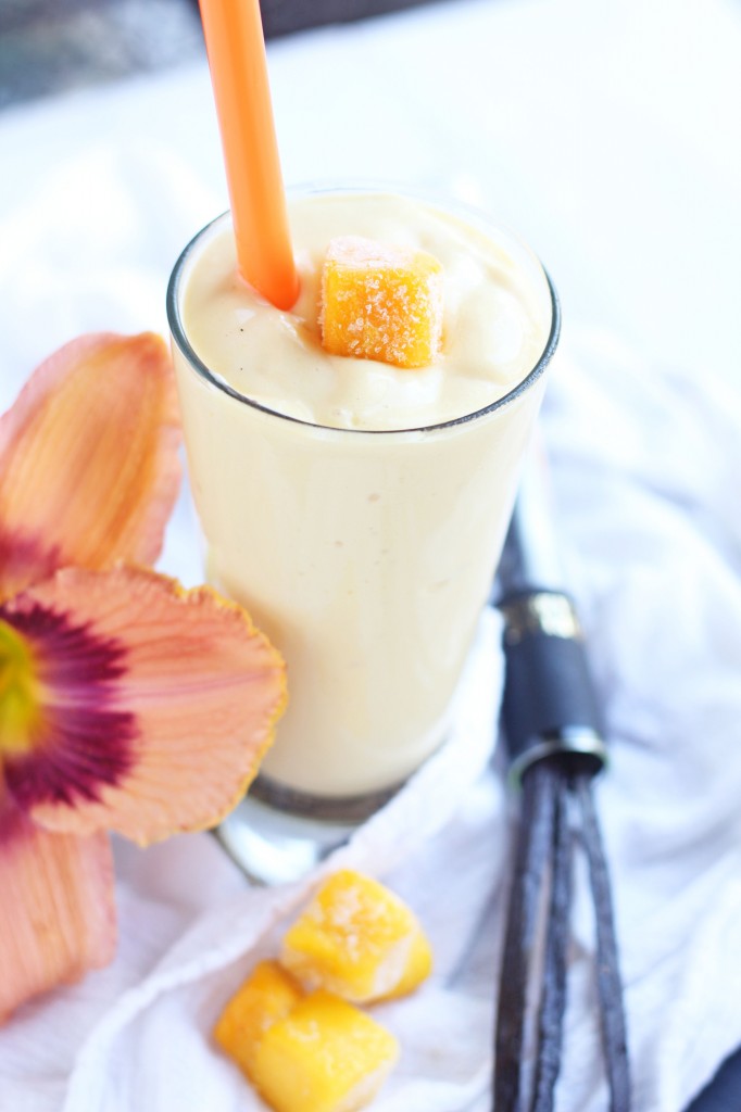 Mango Vanilla Smoothie -- ONLY 4 ingredients for this healthy drink | gatherforbread.com