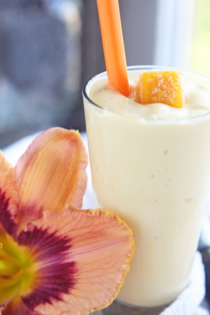 Mango Vanilla Smoothie -- ONLY 4 ingredients for this healthy drink | gatherforbread.com