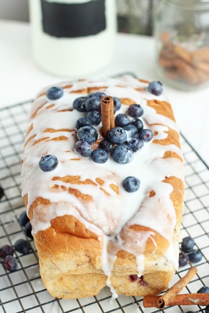Blueberry Cinnamon Bread with Vanilla Glaze | Carmel Moments