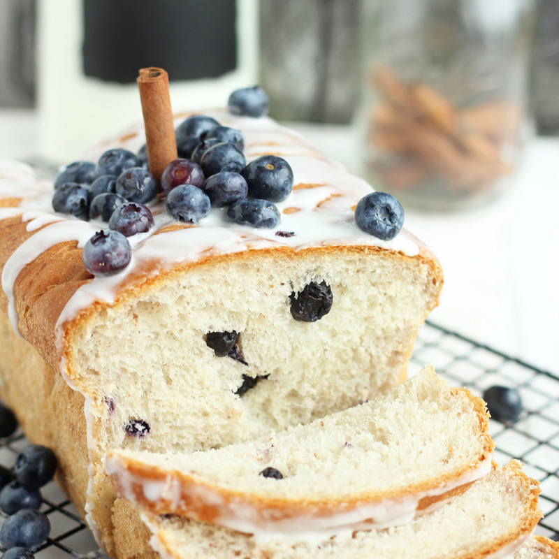 Blueberry Cinnamon Bread with Vanilla Glaze