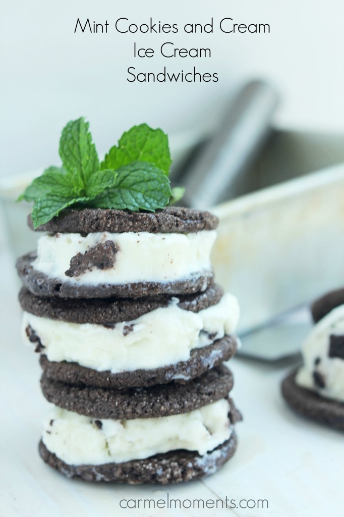 Fresh Mint Cookies and Cream Ice Cream Sandwiches | Carmel Moments