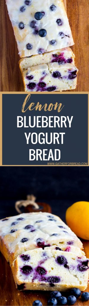 Lemon Blueberry Yogurt Bread - AMAZING Homemade moist lemon bread with fresh blueberries with a lemon glaze!! Greek yogurt makes this loaf a great quick bread to serve in the spring or summer.