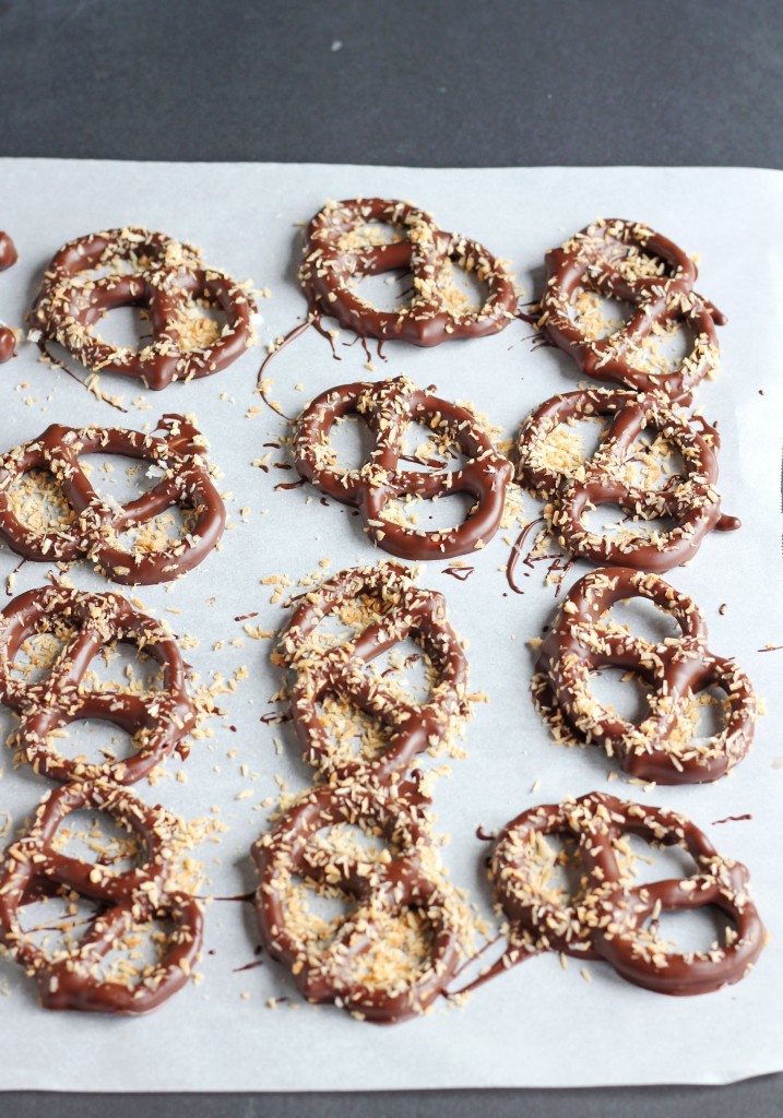Coconut Chocolate Covered Pretzels 