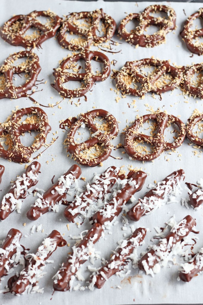 Coconut Chocolate Covered Pretzels