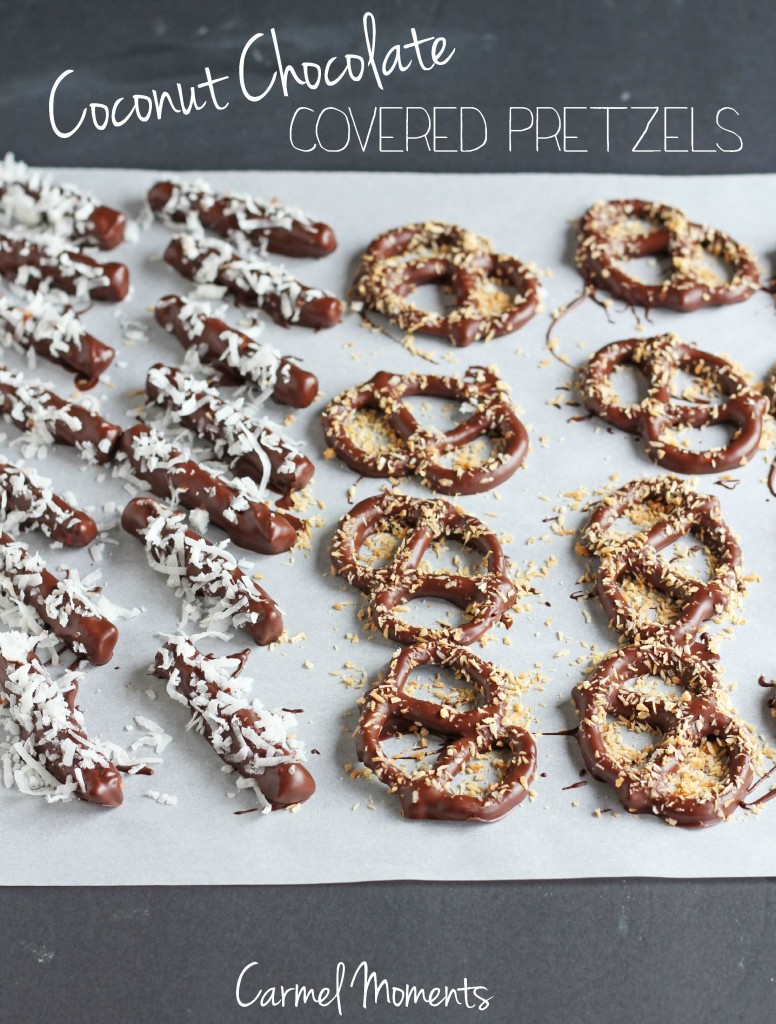 Coconut Chocolate Covered Pretzels | Carmel Moments
