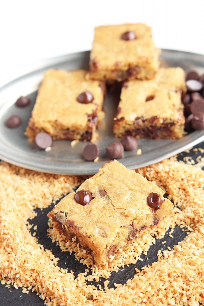 Congo Bars - Delicious chewy chocolate chip bars made sweet with toasted coconut. | gatherforbread.com 
