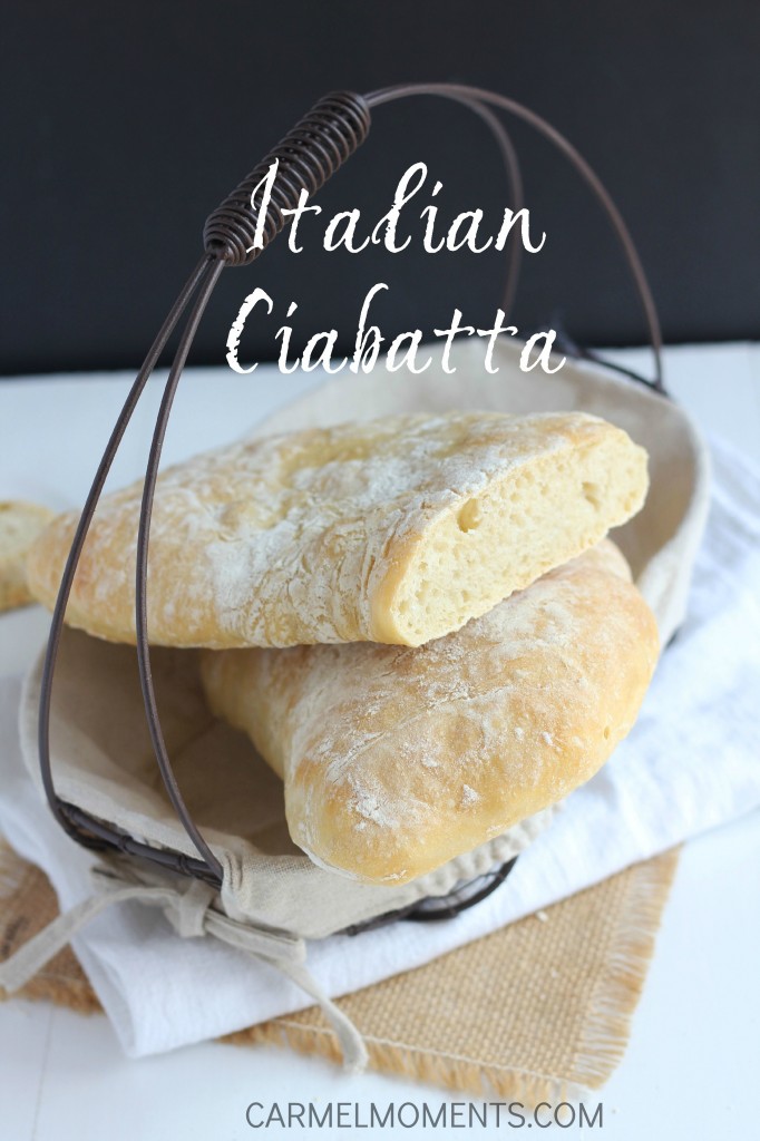 Fresh baked rustic loaf that's airy and delicious. Italian ciabatta is perfect for sandwiches or in the bread basket at dinner. This easy recipe bakes up beautiful Artisan style bread.