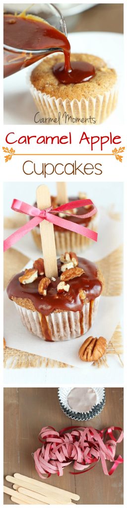 Caramel Apple Cupcakes - These perfect little cupcake are made with real apples and topped with delicious caramel glaze! | gatherforbread.com