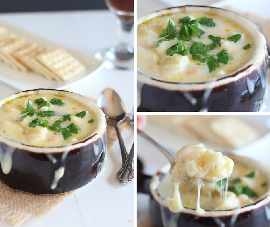 Cheese Topped Creamy Cauliflower Soup