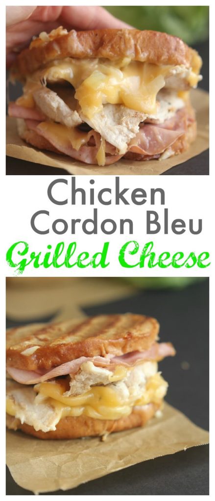 Chicken Cordon Blue Grilled Cheese - Family favorite with the best - ham, fresh grilled chicken and topped with melty smooth Swiss cheese. Hearty sandwich for lunch or dinner. || gatherforbread.com