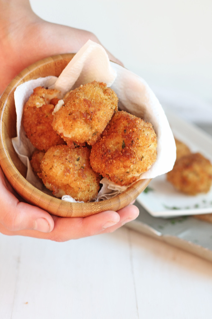 Fried Mashed Potato Balls -- Perfect use for leftover mashed potatoes. Crunchy outside, creamy inside | gatherforbread.com