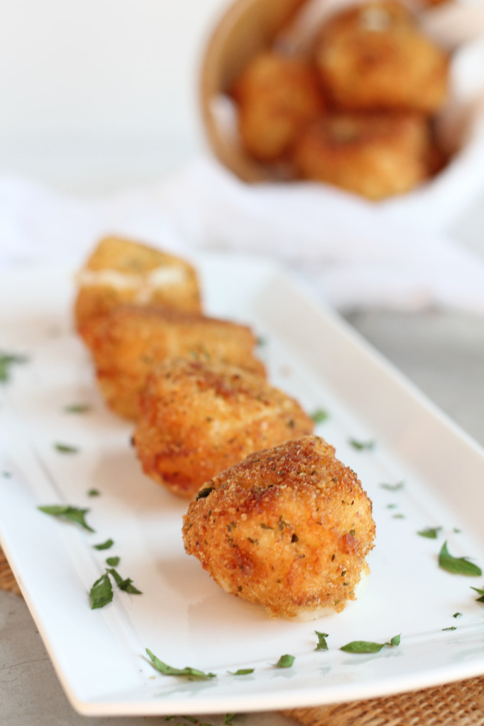 Fried Mashed Potato Balls -- Perfect use for leftover mashed potatoes. Crunchy outside, creamy inside | gatherforbread .com
