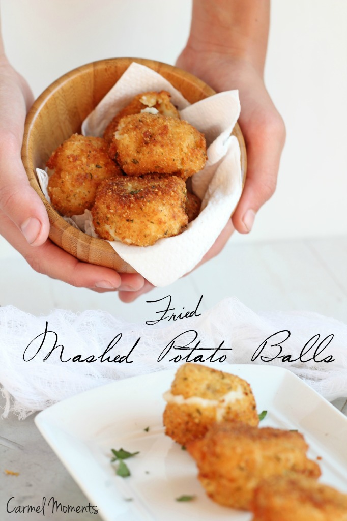 Fried Mashed Potato Balls -- Perfect use for leftover mashed potatoes. Crunchy outside, creamy inside |carmelmoments