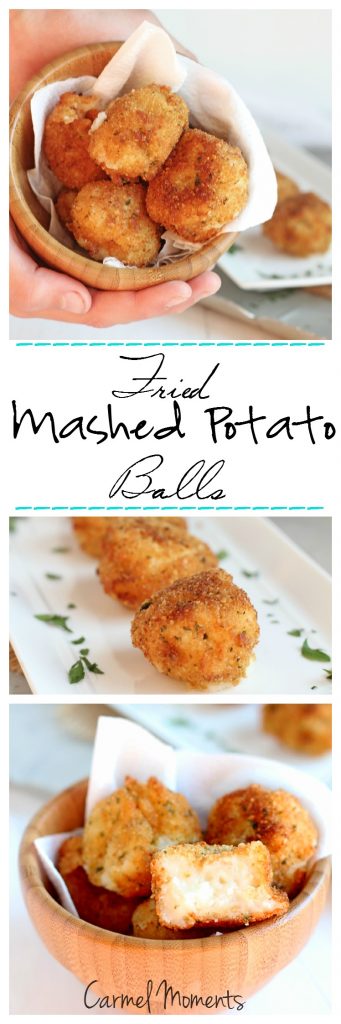 Fried Mashed Potato Balls -- Perfect use for leftover mashed potatoes. Crunchy outside, creamy inside | gatherforbread .com
