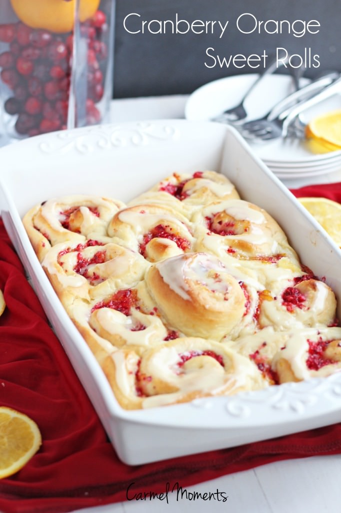 Cranberry Orange Sweet Rolls. Cinnamon like buns made with homemade dough. Fresh cranberries combined with delicious orange marmalade. Sunshine for your Christmas morning, these bake up beautifully.