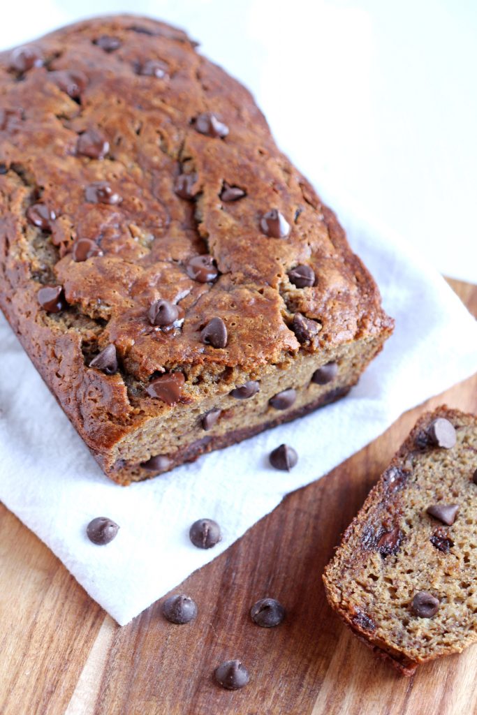 Healthy Chocolate Chip Banana Bread - Less sugar, less butter, still incredibly delicious!