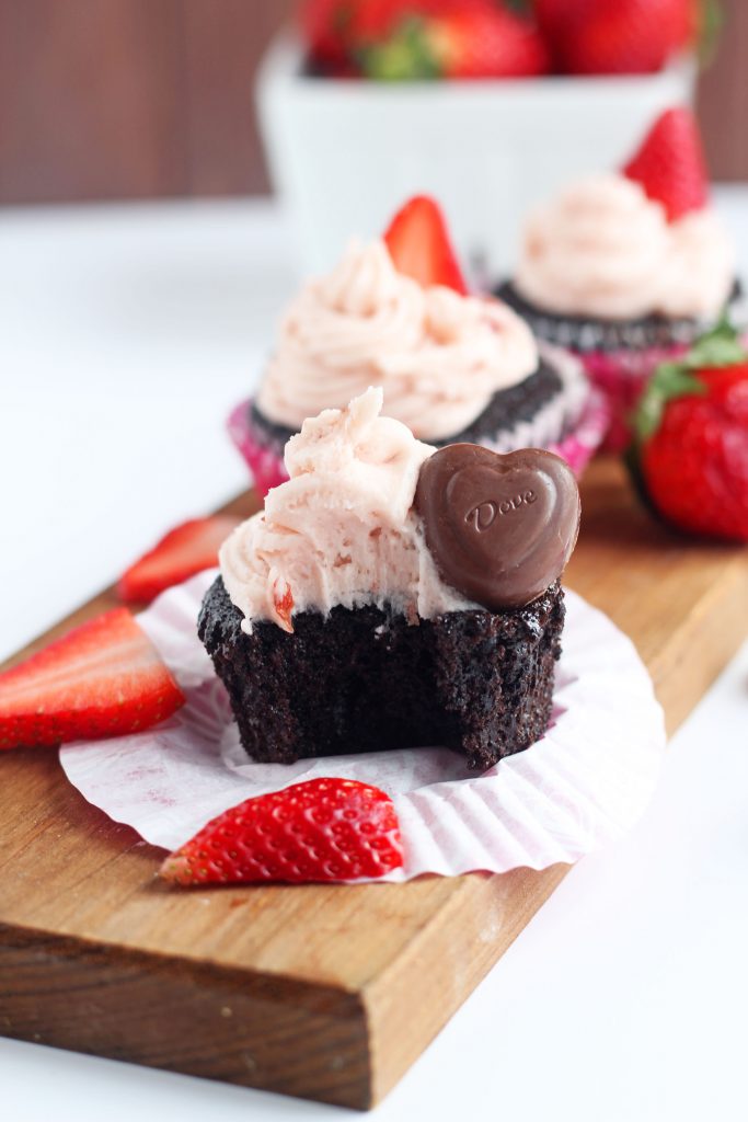 Chocolate Cupcake with Strawberry Frosting 