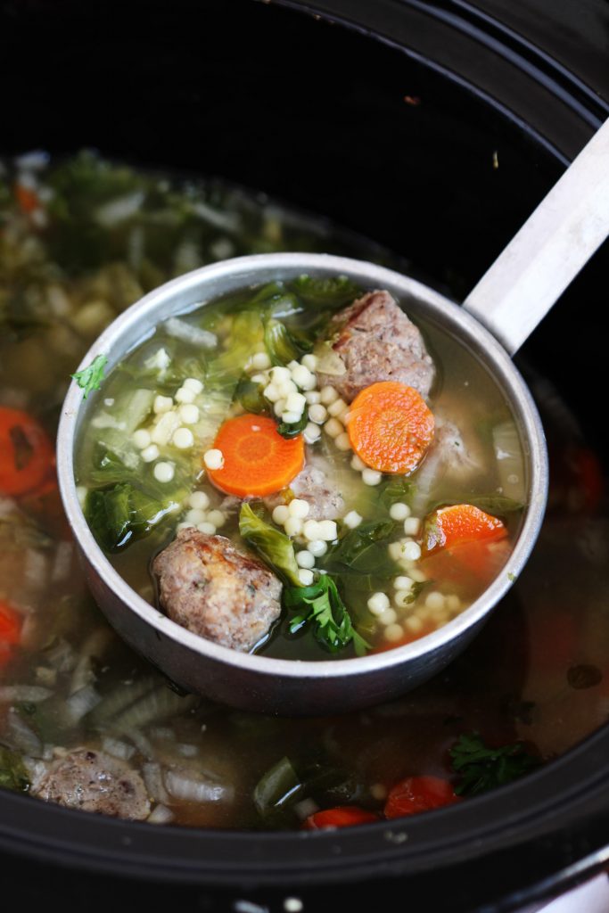 Slow Cooker Italian Wedding Soup - Authentic traditional soup. This recipe is easily made in the crock pot for a delicious homemade meal. 