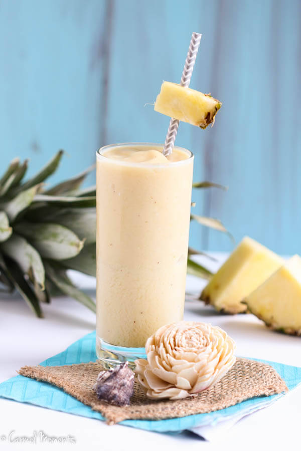 Pina Colada Smoothie - Easy made in 5 minutes. Delicious pineapple, juice, banana and coconut milk are combined for a refreshing cool drink.