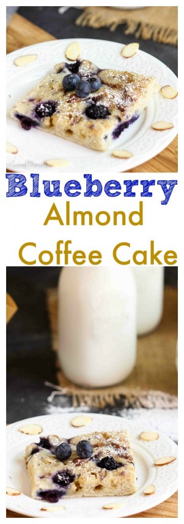 Blueberry Almond Coffee Cake - A delicious simple cake studded with blueberries and topped with a light streusel and almonds.