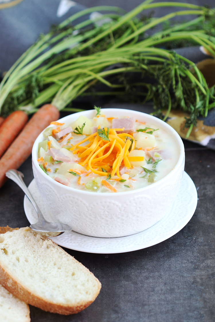 Cheesy Ham and Vegetable Chowder - Cheesy Ham and Vegetable Chowder - Delicious creamy soup with ham and a variety of veggies. Family loved this rich soup. Perfect for that leftover ham!