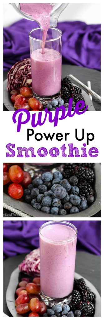 Purple Power Up Smoothie - A delicious blend of red cabbage, berries and grapes. This healthy smoothie is full of healthy fruits and vegetables to get the day started the right way!