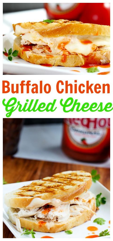Buffalo Chicken Grilled Cheese - This grilled cheese sandwich bread is stuffed with melty cheese, rotisserie chicken smothered with hot sauce for the ultimate buffalo chicken sandwich.