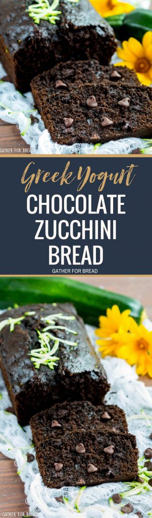 Greek Yogurt Chocolate Zucchini Bread - Healthy and delicious this simple chocolate zucchini bread is made with Greek yogurt and honey. It has less sugar, is better for you and tastes great! Summer time favorite.