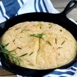 Delicious and easy, this loaf bakes up quickly. Fresh, simple olive oil, rosemary and seasoning for the perfect rise and bake yeast bread in a skillet.