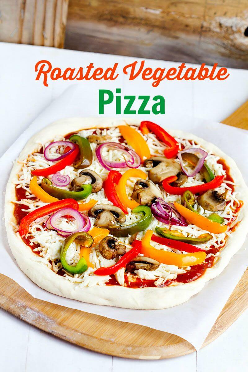 Roasted Vegetable Pizza // @GATHERFORBREAD