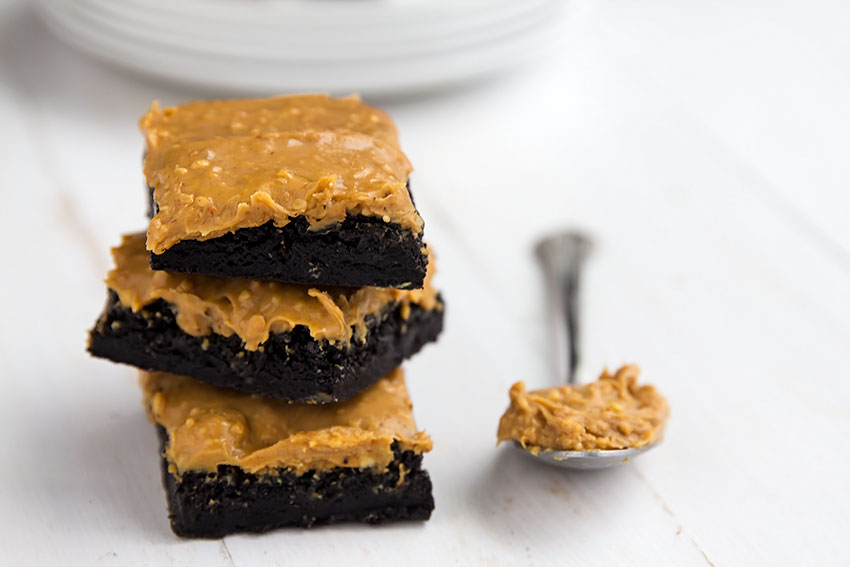 Simple Peanut Butter Frosted Brownies // Gather for Bread