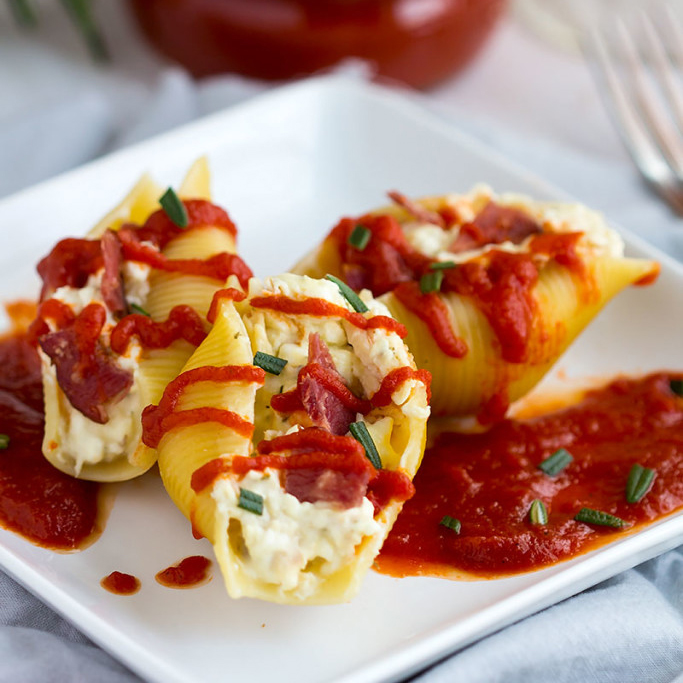 Chicken Bacon and Cheese Stuffed Shells