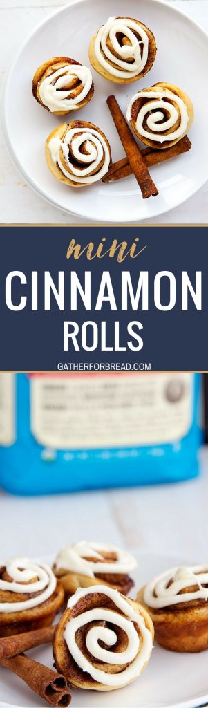 Mini Cinnamon Rolls - Mini bite sized cinnamon rolls made with an easy from scratch dough. These are sweet and perfect for brunch, the holidays or to give as gifts.. Homemade and topped with an AMAZING cream cheese glaze.