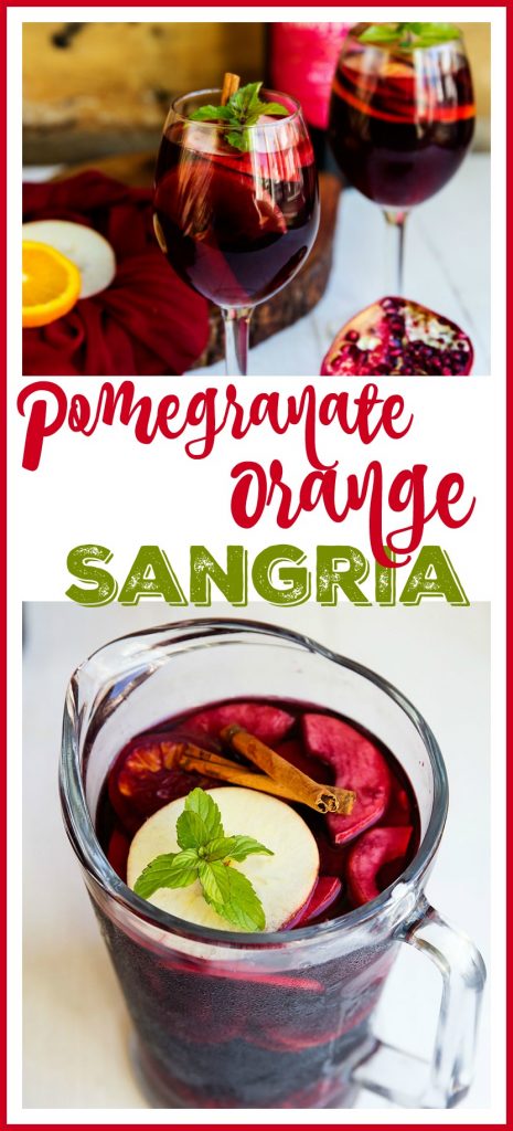 Pomegranate Orange Sangria - Wonderful blend of red wine pomegranate, orange and apple for a festive cocktail. Delish!