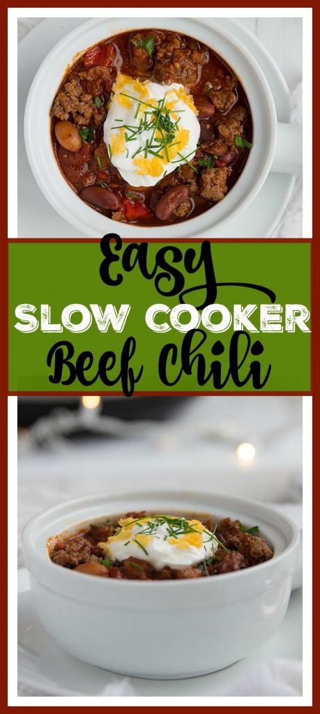 Easy Slow Cooker Beef Chili // gatherforbread.com