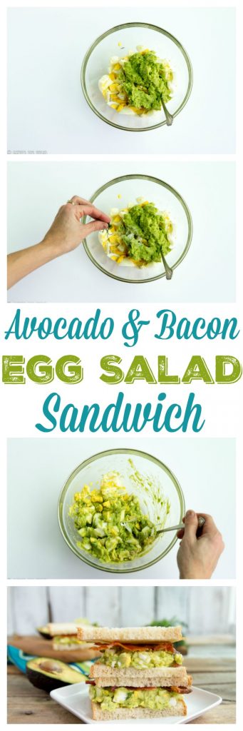 Avocado Bacon Egg Salad Sandwich - Perfect for lunch. Great way to use those leftover eggs!